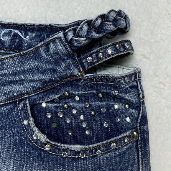Mudd Jeans Delicious Curves Womens Sz 13 Blue Flare Leg Mid Rise Rhinestones - Picture 12 of 12